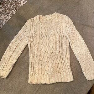 Cream Cable Knit Crew Neck Sweater